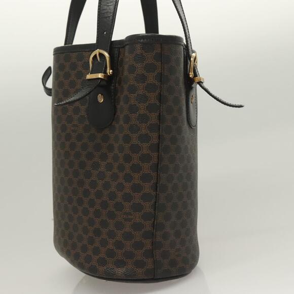 CELINE Macadam Canvas Tote Bag Pvc Leather Black Gold - Picture 5 of 13